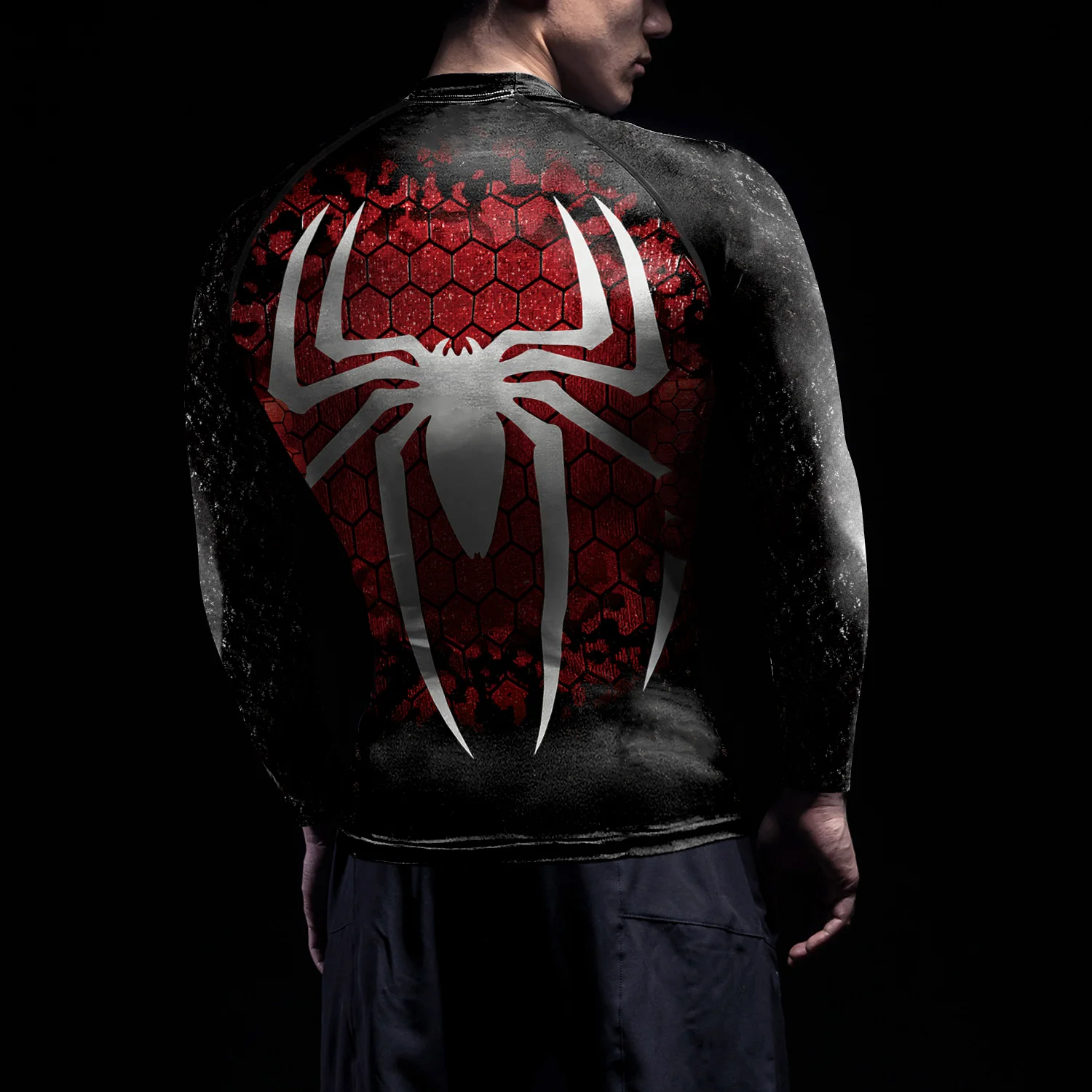 NADANBAO Cosplay Superhero Compression Shirts Men Spider Pattern Printed Costume Tee Shirt Gym Fitness Sportwear Rash Guards