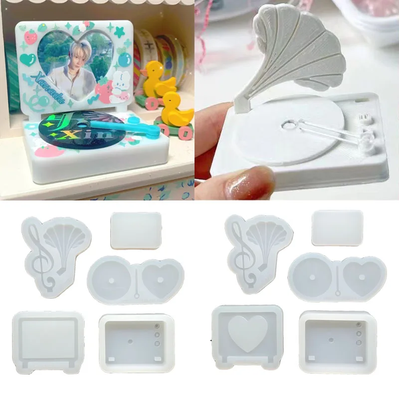 DIY 레코드 기계 모양의 금형 CD 플레이어 실리콘 에폭시 수지 금형 셰이커 금형 쥬얼리 금형 쥬얼리 액세서리