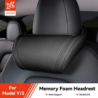 Feriales Premium Nackenkissen – Ergonomische Kopfstütze aus Echtleder & Memory-Schaum – Passgenau für Modell 3/Y/X/S (Edition 2025) 1