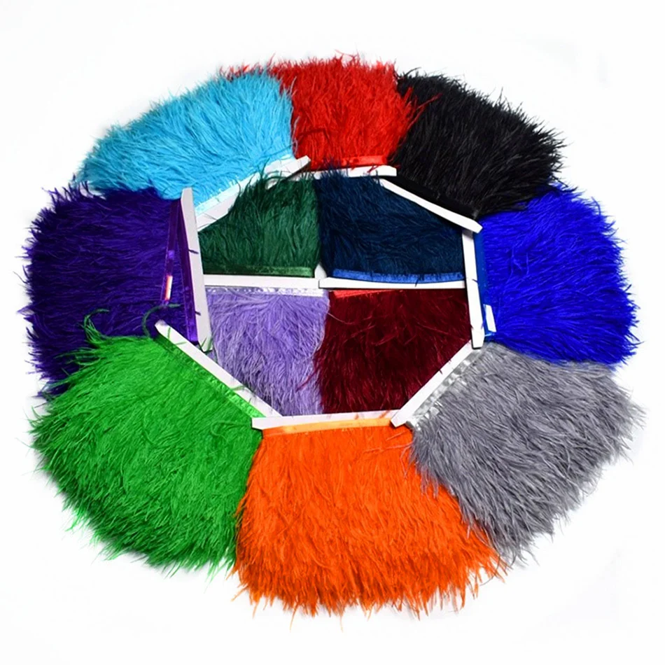 

2M Natural Ostrich Feathers Trim Crafts DIY Plumes Sewing Clothes Wedding Christmas Real Feather Ribbon Party Decoration 8-10cm