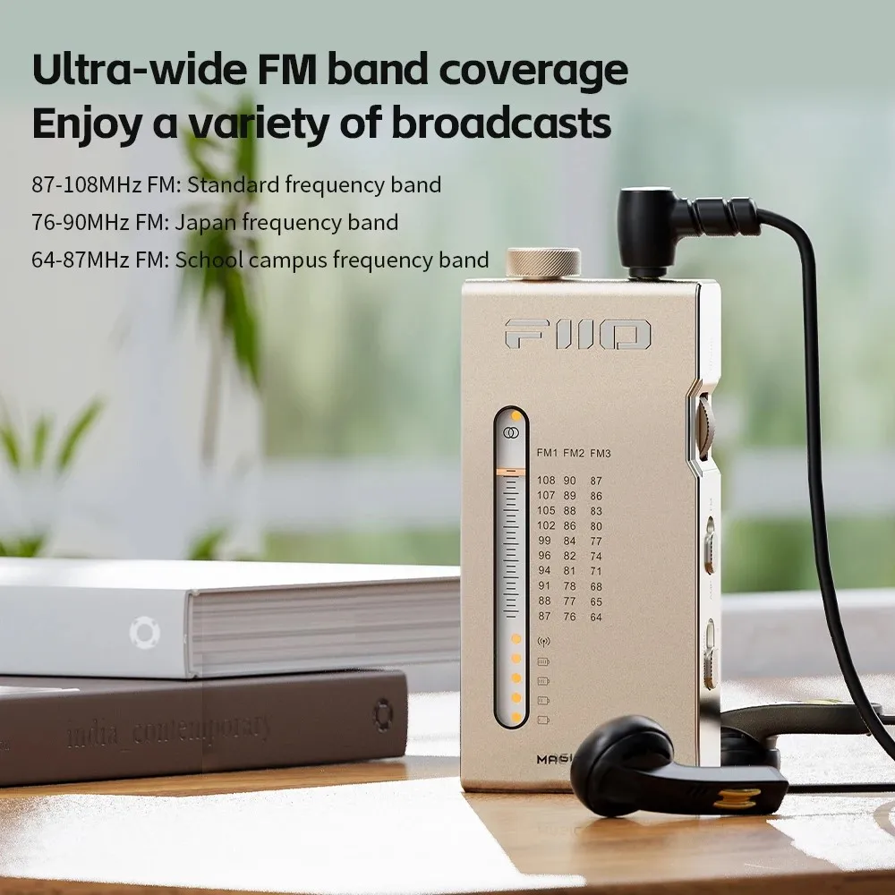 FiiO RR11 휴대용 HiFi FM 라디오 수신기 아날로그 PVR 튜닝 강화된 베이스 3D 서라운드 사운드 64-108MHz 풀밴드 커버리지