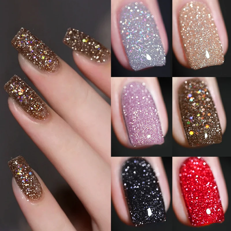 4 Farben Metall-Glitzer-Gel-Nagellack – Platin, Gold, Silber, Schwarz – Langanhaltend & UV/LED-härtend