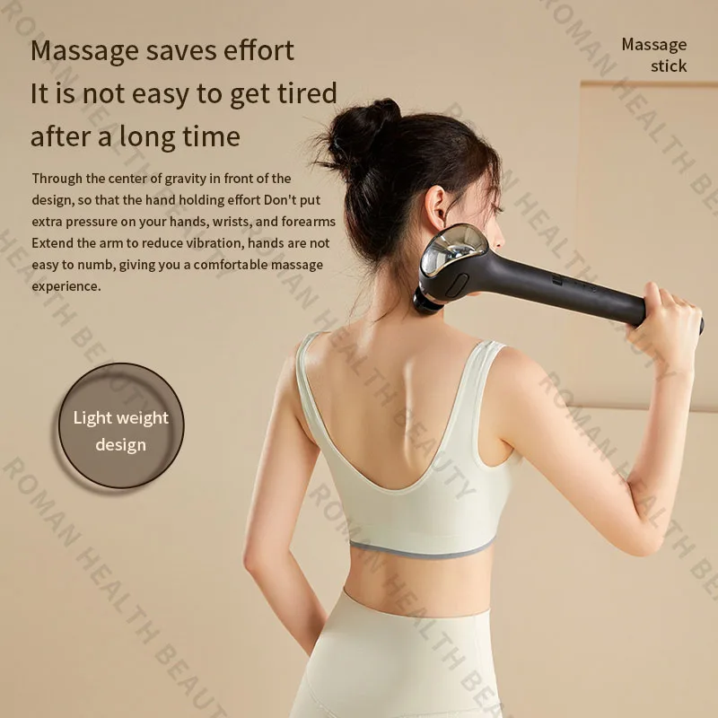 Powerful Deep Tissue Massage Gun 6 Heads Muscle Massager Stick 15 Speed Electric Pain Relief Body Relaxer for Gym Home Office