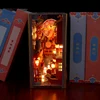 DIY Book Nook Wooden Miniature Model Kit Tang Dynasty Street View Bookend Assembled 3D Puzzle Bookshelf Home Decor Adults Gifts 2