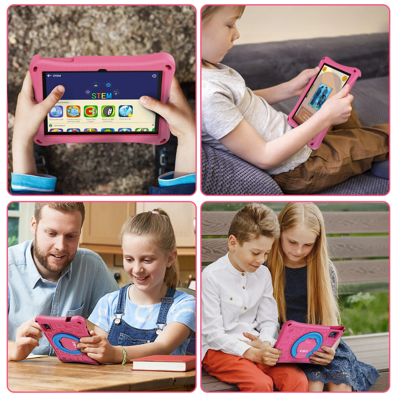 XGODY 10 Inch Kids Tablet Android 14 Kid Learning Education Tablets 12GB(4+8expand)RAM+128G 4core 7000mAh WiFi Children's Gift 6