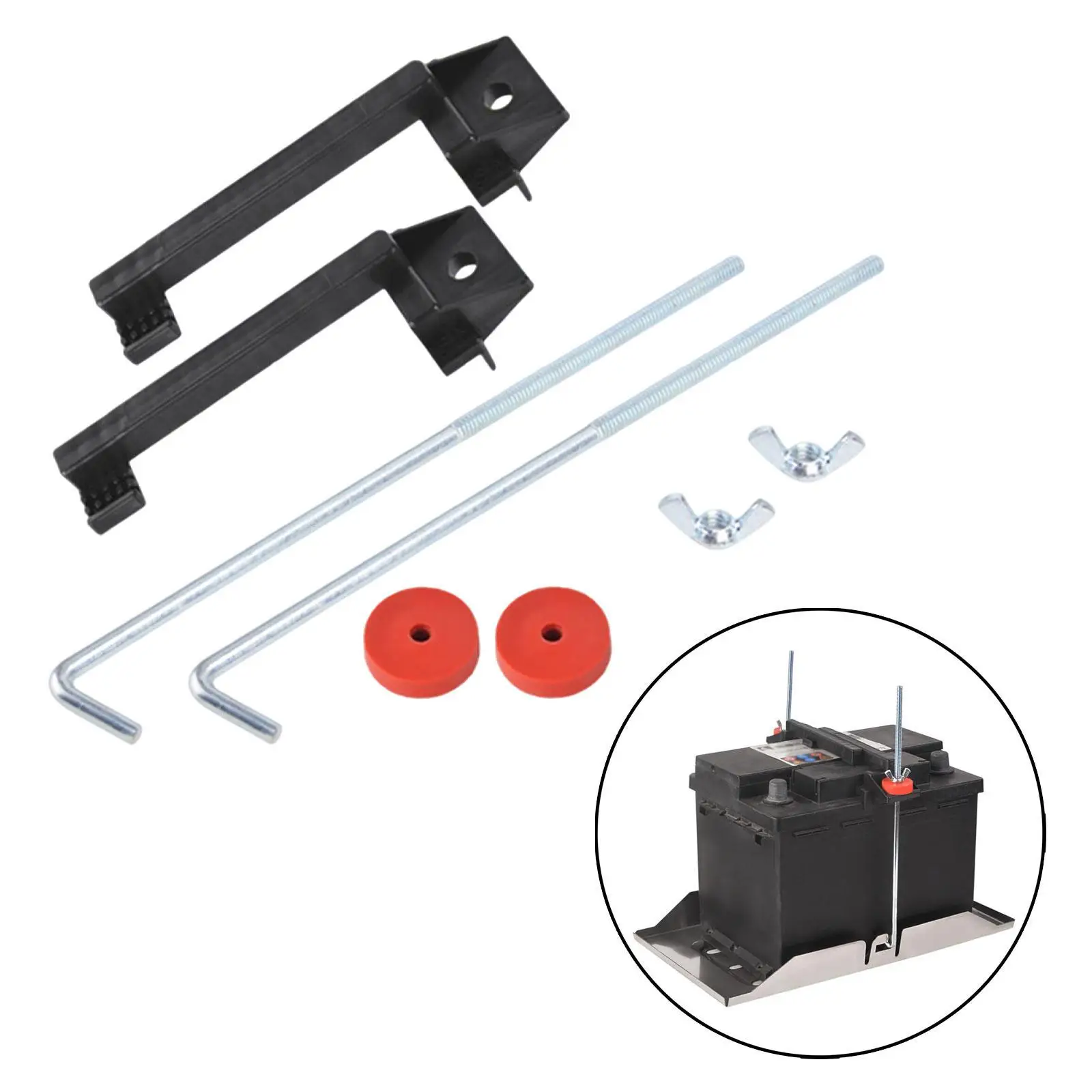 Car Battery Hold Down Set Practical Durability Mounting Bracket Adjustable Width Battery Bracket Modification for Yacht RV