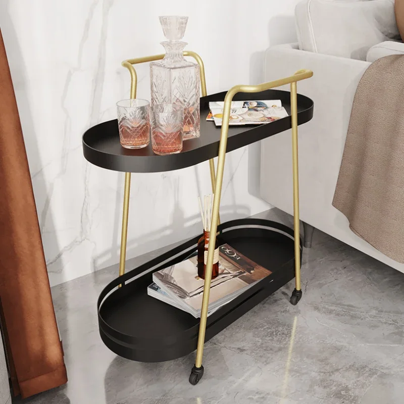 

Nordic Modern Kitchen Cart Double Floor Beverage Rack Multifunctional Storage Cart Convenient and Practical Serving Cart Best