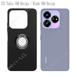 ZTE Nubia V60 Elegant Ring Holder Bracket Soft Silicone Phone Case for Blade V60Design (Ring Case Black)