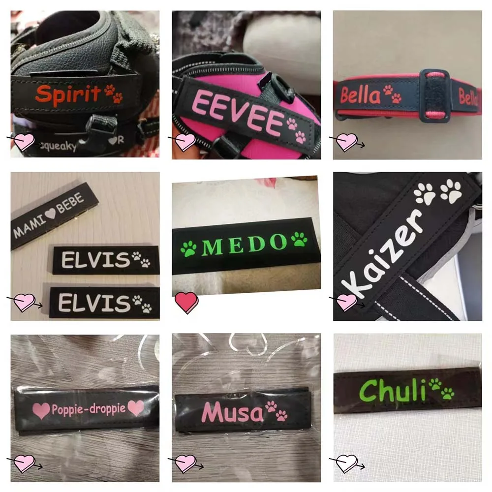 2 PCS Personalized Dog Name Tag 6 Colors Pet Harness Custom Labels Removed Stickers ID Dog Chest Strap Vest Collar Tag