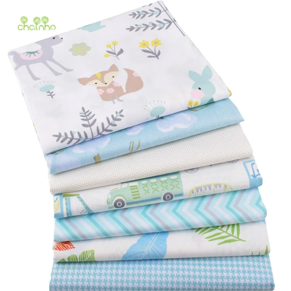 

Chainho,Printed Twill Cotton Fabric,Patchwork Cloth,DIY Sewing & Quilting Material,Green Cartoon Series,7 Designs,2 Size,QC336