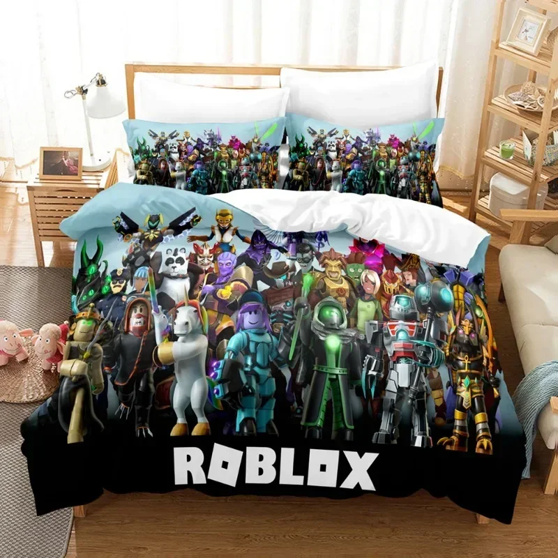 ROBLOX Game Surrounding Children's Anime Student Dormitory Bed Sheet Quilt Cover Three-piece Home Bed Three-piece Set Boys Girls 3