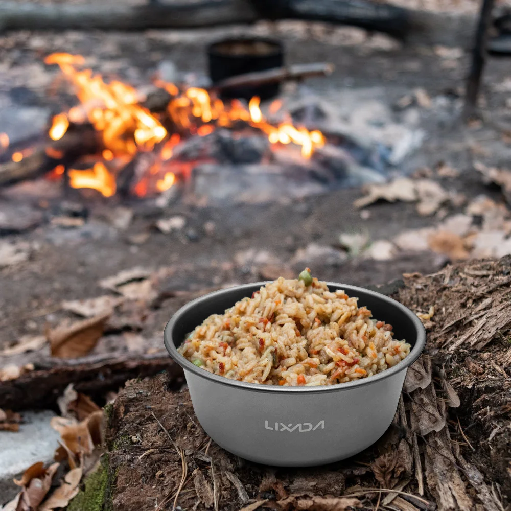 Outdoor Pure Titanium Picnic Bowl Portable Tableware Camping Travel Anti-Scald Instant Noodle Bowl Lightweight Bowl 550ml