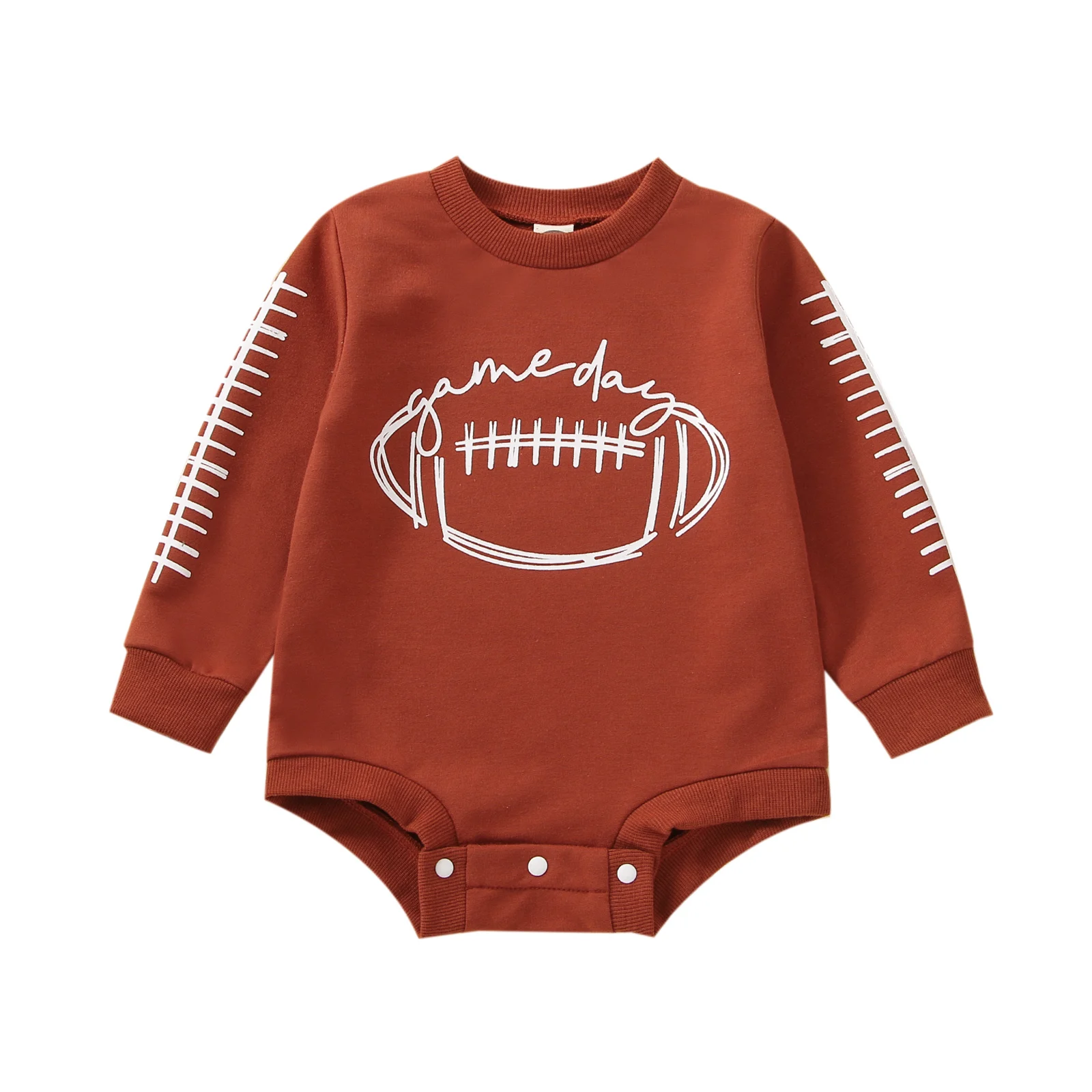 Infant Baby Autumn Jumpsuit Cartoon Rugby Football Print Long Sleeve