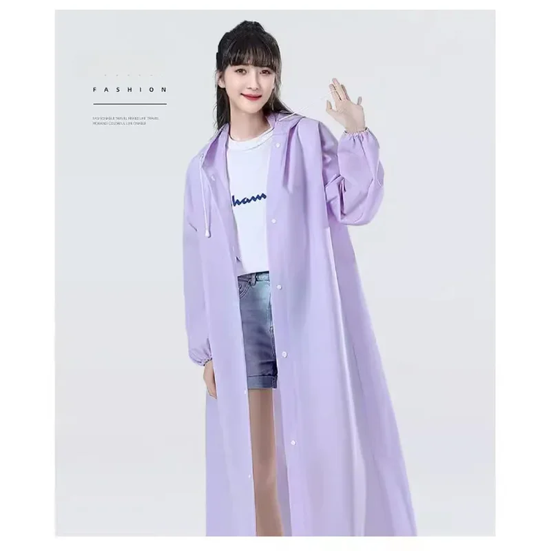 Raincoat Poncho Outdoor Hiking Travel Portable Thickened Long Jumpsuit Non Disposable Adult EVA Wear-resistant Camping