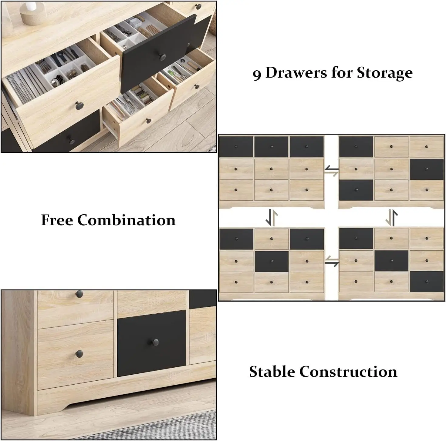 Dresser 9 Drawer Bedroom Furniture Storage Chest Organizer Closet Cabinet Home 55 JFurnitures 2026