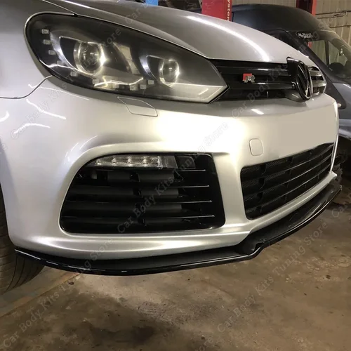 폭스 바겐 골프 6 MK6 R R20 2008-2013 광택 블랙 ABS 자동차 앞 범퍼 스플리터 립 디퓨저 바디 키트 스포일러 가드 튜닝 3