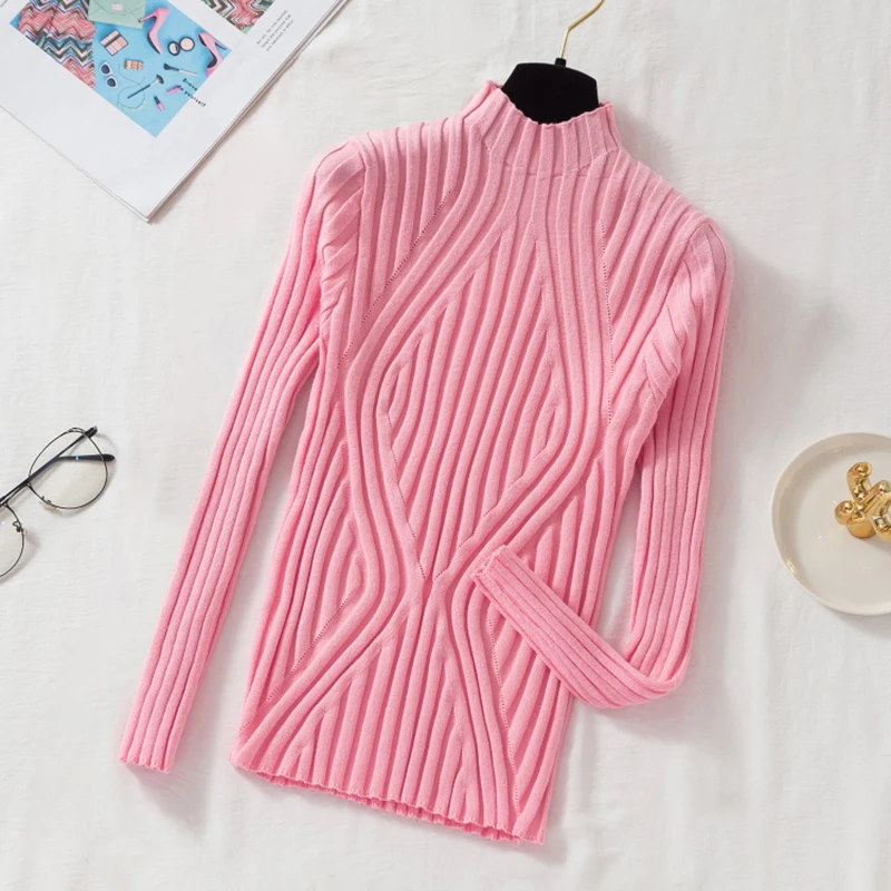brown sweater AOSSVIAO 2022 Knitted Women high neck Sweater Pullovers Turtleneck Autumn Winter Basic Women Sweaters Slim Fit Black black cardigan Sweaters