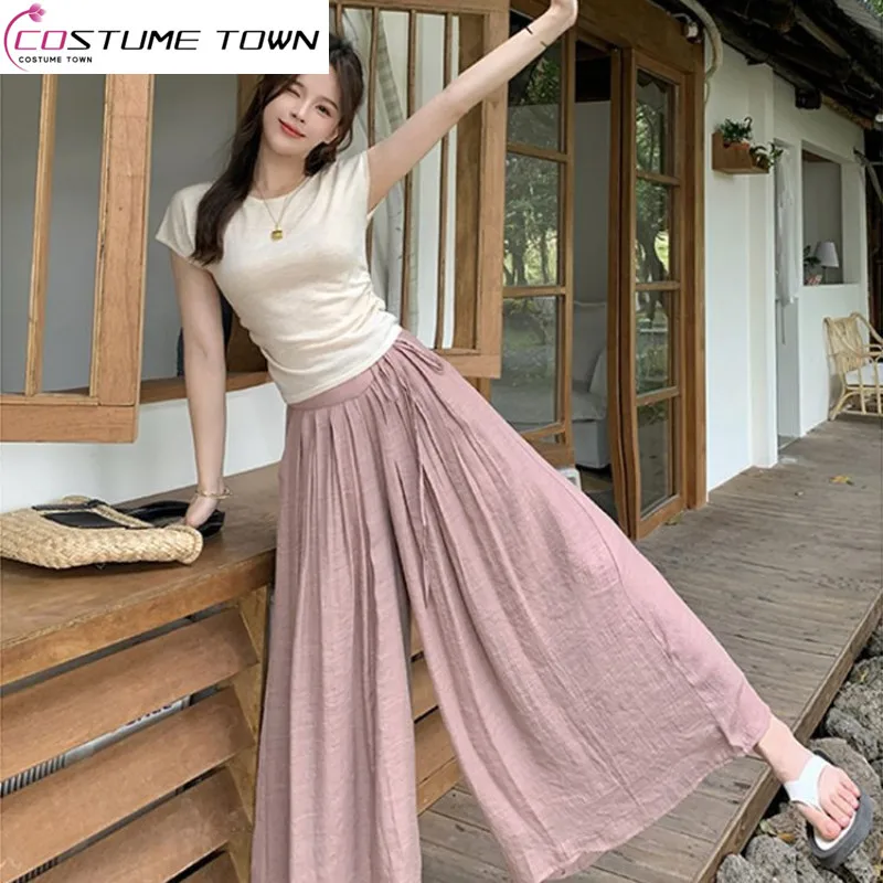 2023 Spring/Summer New Elastic High Waist Lace Up Casual Pants Sweet Design Temperament Women's Two Piece Set