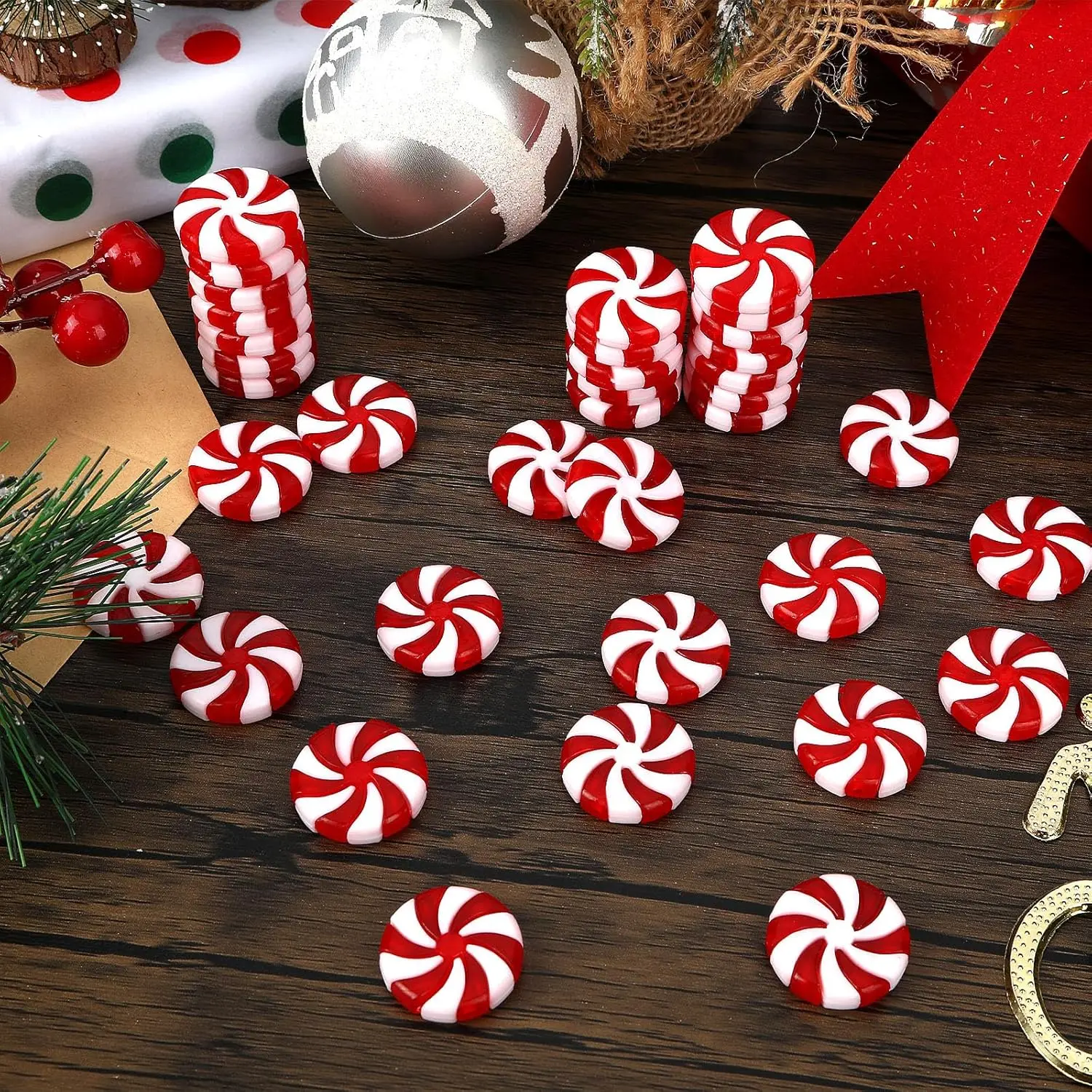 10/30pcs Candy Cane Christmas Decorations Red White Fake Peppermint Ornaments For Xmas Holiday Decor Party Favors Crafts Gift