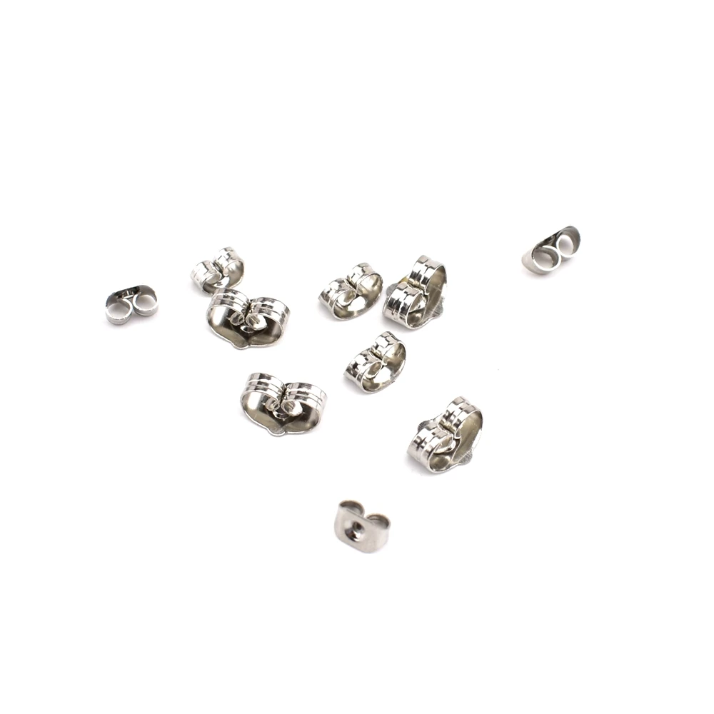 100Pcs/Lot 5 6 8mm Stainless Steel Earring Back Stopper Diy Accessories Earrings Stud Pin Caps Ear Plugging For Jewelry Making