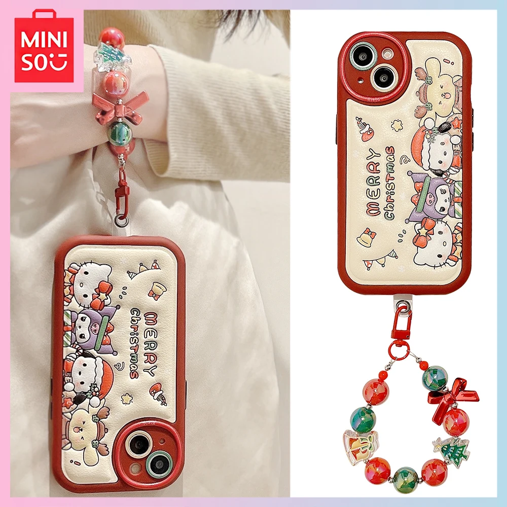 

Miniso Sanrio Hello Kitty Kawaii Christmas Cartoon Iphone15/14Promax Leather 13Pro Soft 12/11 Phone Case for Girls Birthday Gift