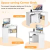 Corner Computer Desk, Space-Saving Triangular Writing Desk w/ 2 Storage Shelves & 2 Cable Holes, Multi-Functional Consol 6