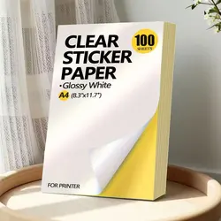 Premium Glossy A4 Self - Adhesive Sticker Sheets - 100 Pack, Durable & Waterproof (GM)