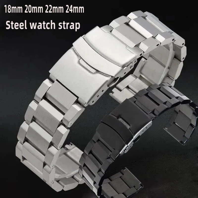 Per Casio Breitling Hamilton Citizen Huawei Men Watch Chain 18 20Mm 22Mm 24Mm Matte Solid Metal Safety / Butterfly Buckle Strap