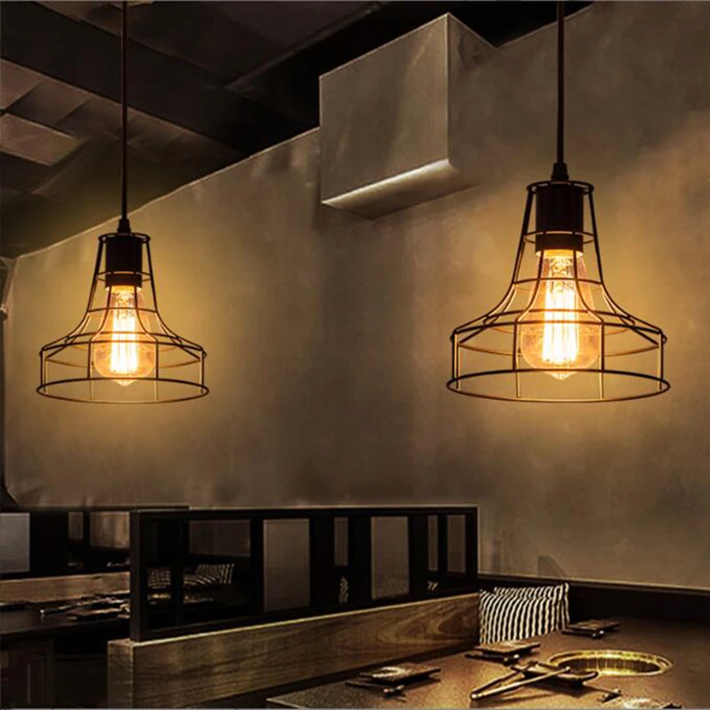 

Wrought Iron Chandelier Industrial Retro Pendant Lights Edison Bulbs For Bar Counter Dining Room Restaurant Porch Corridor Aisle