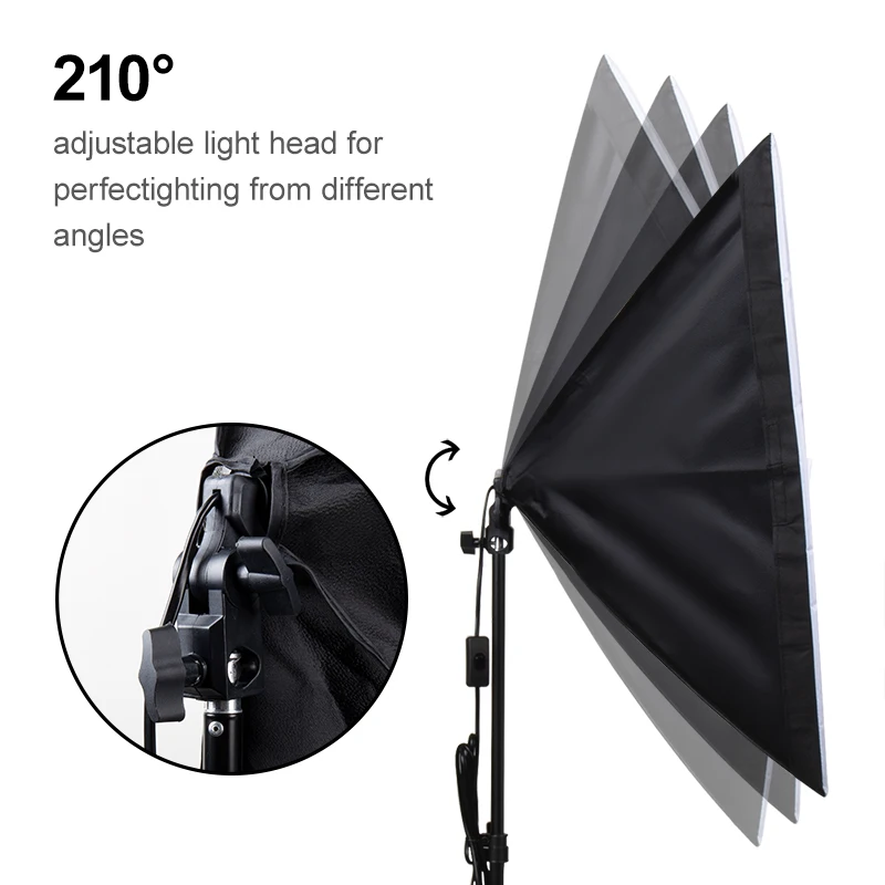 2개 사진 소프트박스 조명 키트, 3가지 색상 조절 가능 85w LED 전구(리모컨 및 2m 스탠드 포함), 촬영용 스튜디오 소프트박스