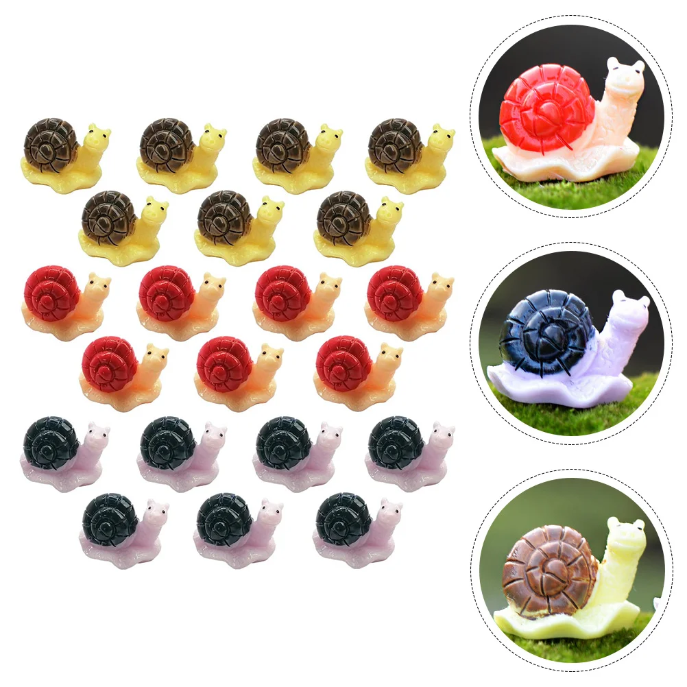 

21 Pcs Mini Snail Statue Vintage Decor Micro Landscape Sculpture Resin Adornments Crawl Figurine Scene Models Modelling