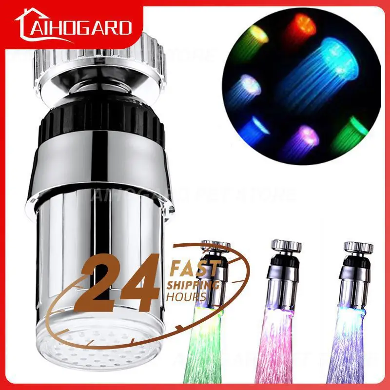 Rotatable LED Light Faucet Head Aerators Temperature Control 3 Colors Change RGB Glow Water Tap Nozzle For Kitchen Bathroom