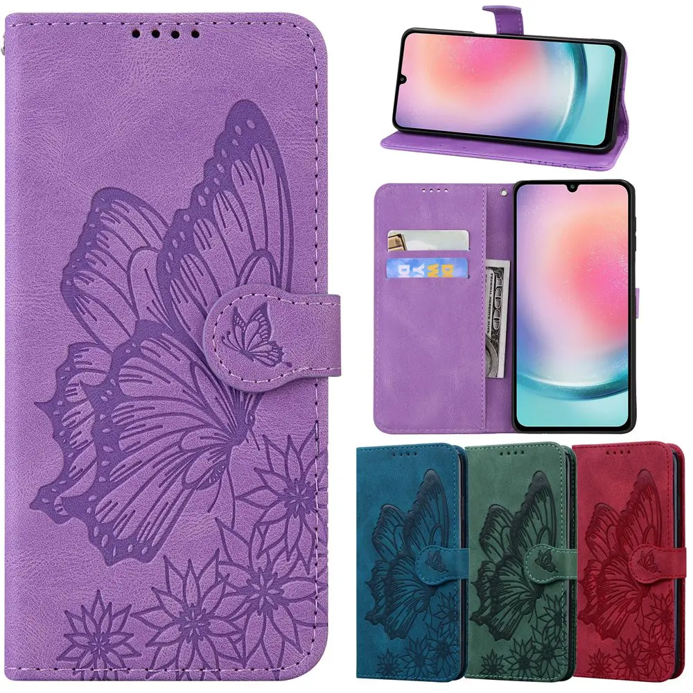 3D Butterfly Leather Flip Wallet Case - Elegant and Durable Protection