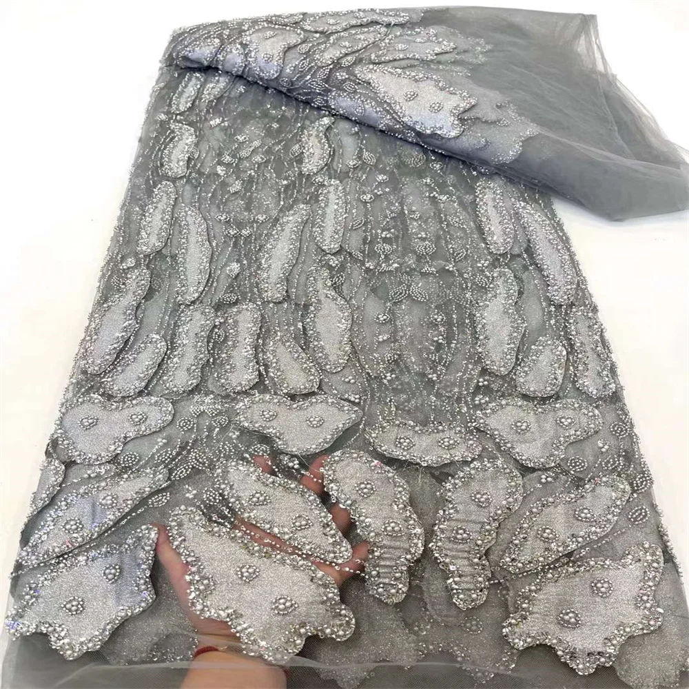 

Африканская кружевная ткань 2024, высококачественные кружевные блестки, бусины, кружевные ткани для нигерийского свадебного платья, французская Тюлевая кружевная ткань xc