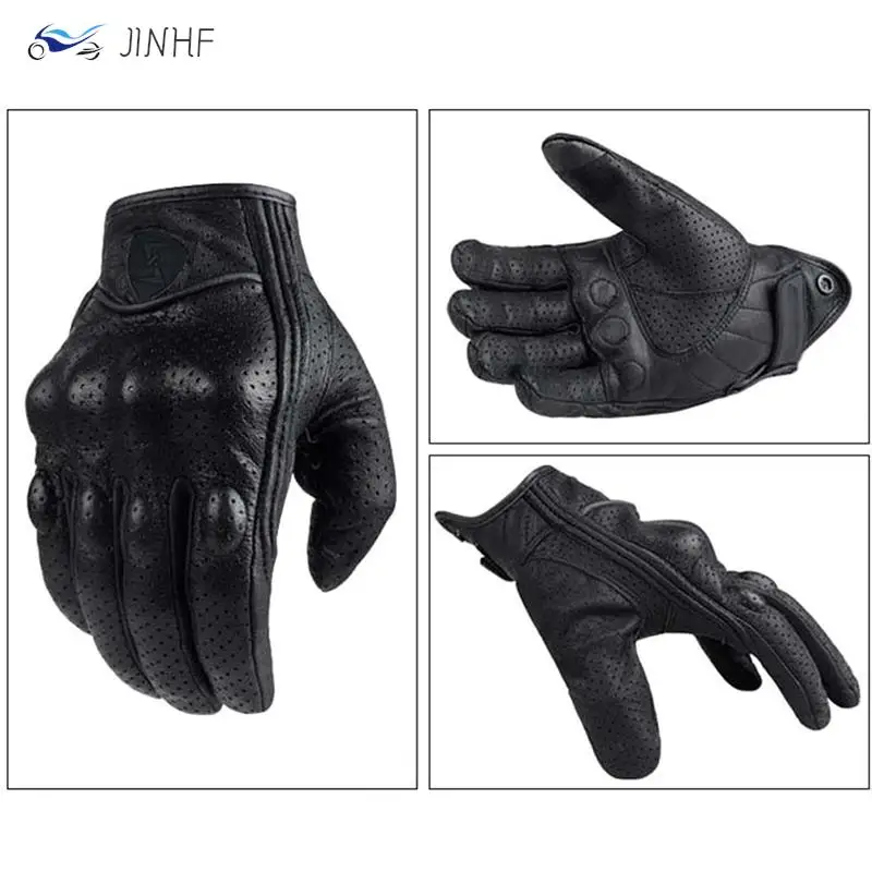 Motorcycle Gloves black Racing Genuine Leather Motorbike white Road Racing Team Glove men summer winter