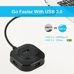 Répartiteur de HUB 3.0/2.0, 4 Ports, câble de 150cm, Micro USB Multiple, expansion pour ordinateur PC, USB HUB 3.0 Multi USB 3.0 