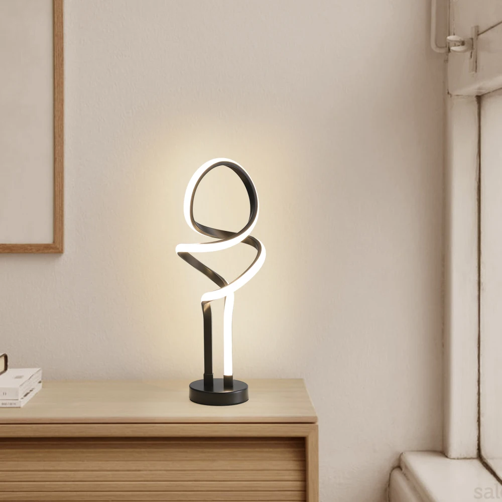 Small Unique Bedside Dimmable LED Table Lamp with Plug, Modern Desk Lamp for Girls Room, Living Room, Dresser 4