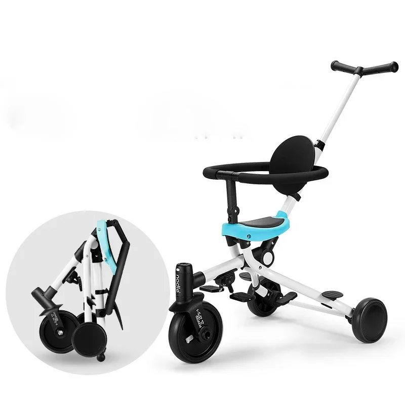 2-in-1 Hand Push Tricycle &ndash; Foldable Lightweight Two-Way Stroller, Multi-Function Child Walking Car, Convertible Baby Pram