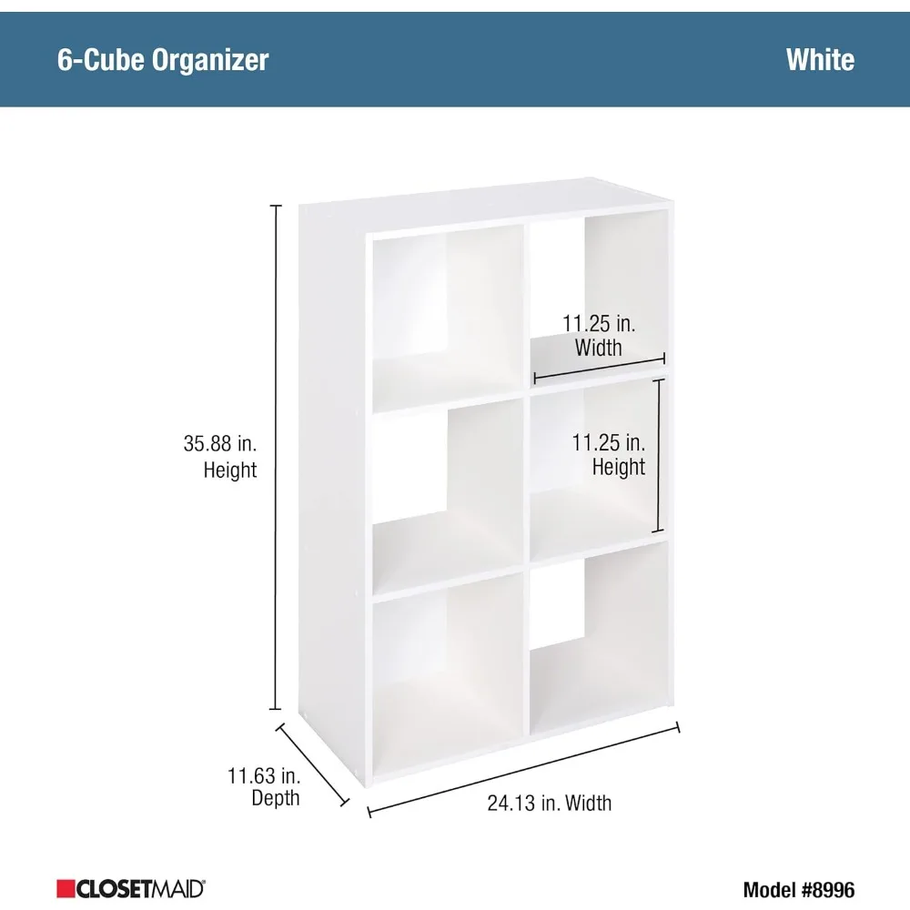 Decorative Home Stackable 6 Cube Cubeicals Organizer Storage Bookcase, with Hardware for Office, Bookcases 3