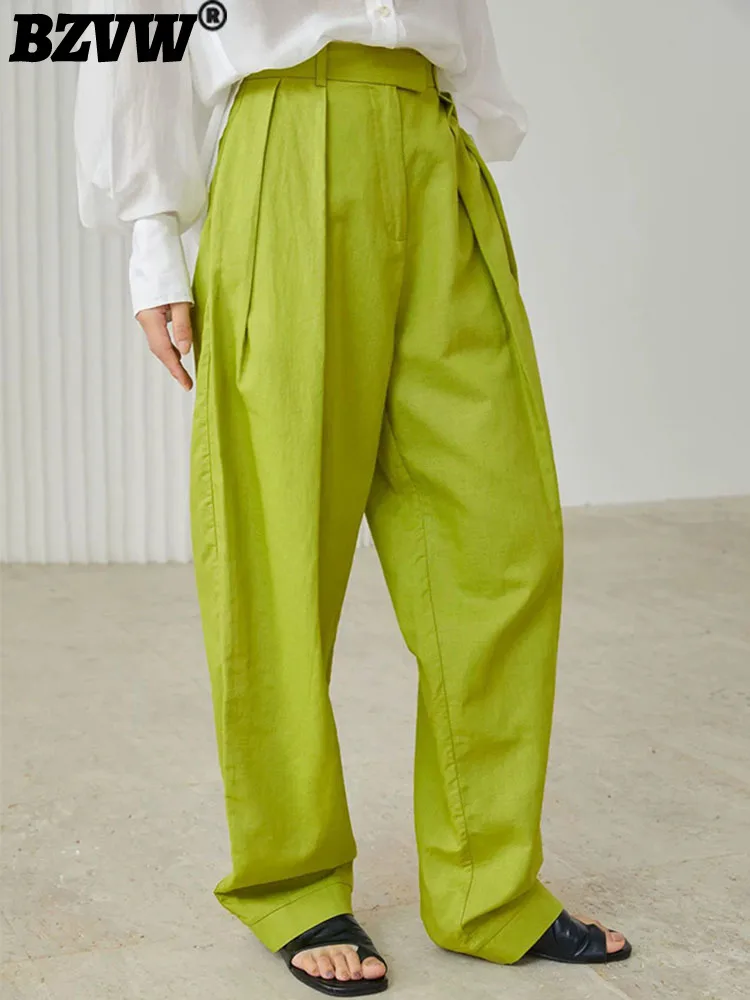 

BZVW Fashion Loose Versatile Casual Suit Pants Women's 2023 New Trend Flax High Waist Thin Breathable Trousers Female 25X2645