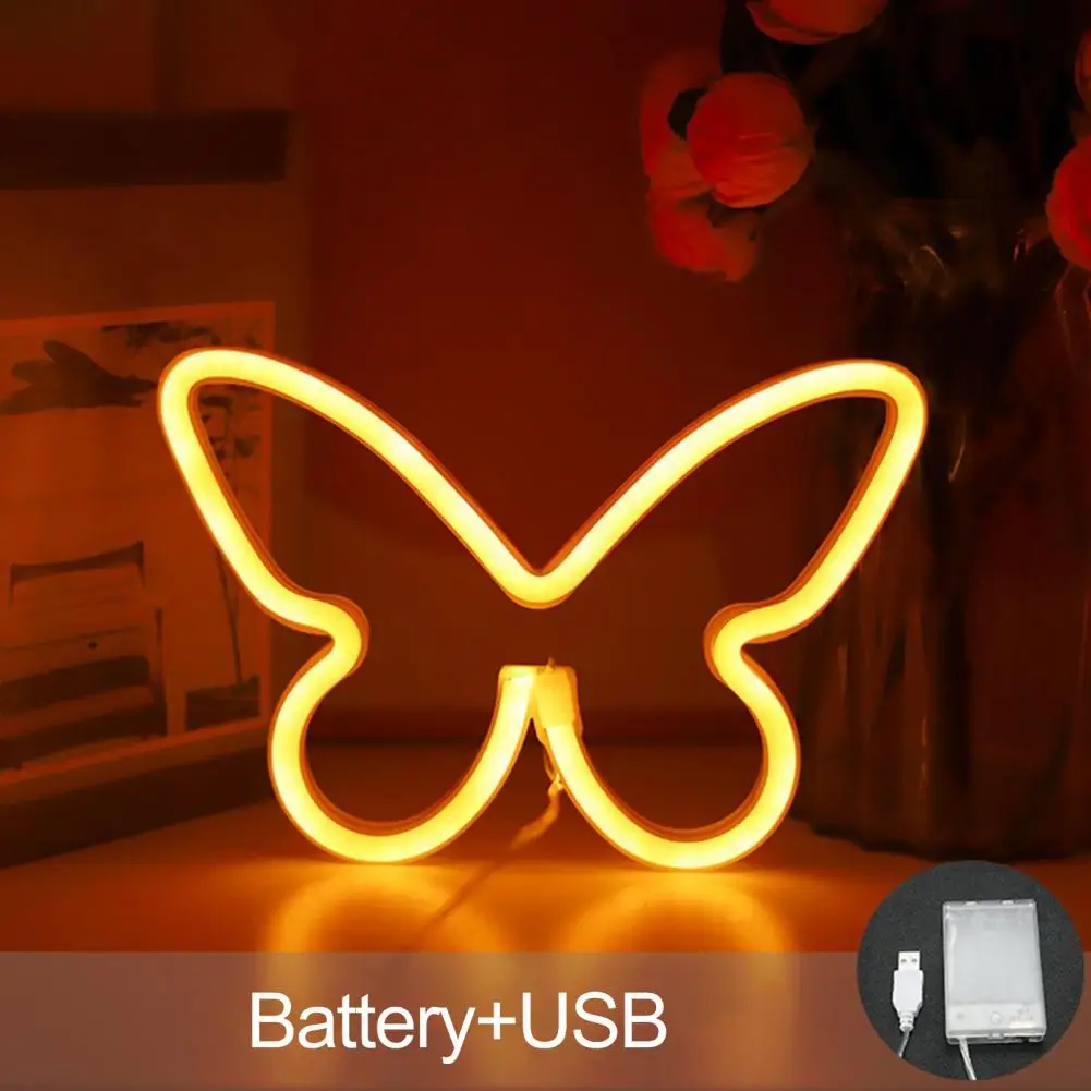 

Plastic Butterfly Neon Sign Creative Shape Butterfly Shaped Neon Sign Lamp Wall Art Decor Party Accessories