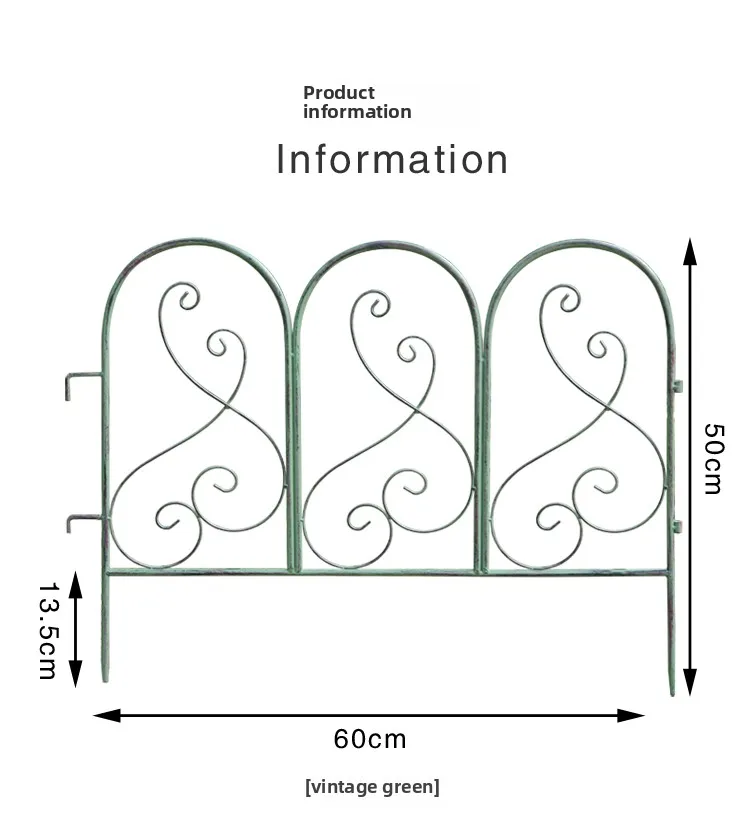 Description Picture 3 of itemDo Old White Iron Fencing Rustic Garden Trellis Vintage Flower Bed Border for Climbing Plants Decorative Metal Yard Partition