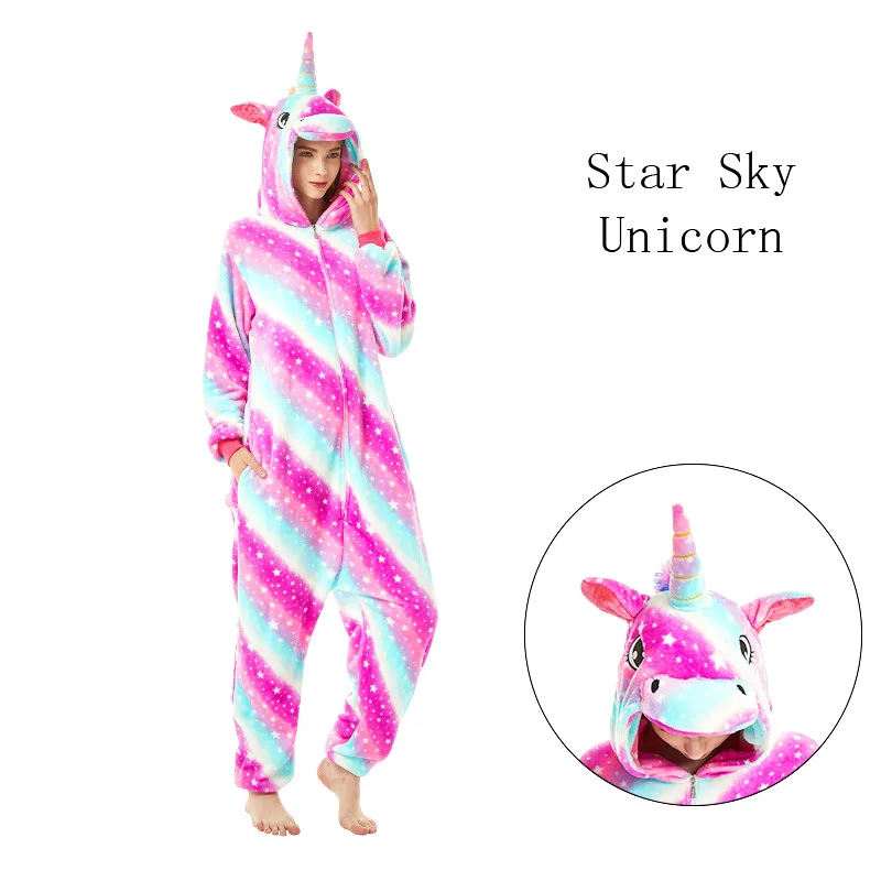 Cosplay Costumes Children Pajamas Unicorn Anime Cosplay Costumes Women Men Jumpsuit Adults Hooded Pajamas Kids Kigurumi Cartoon Onesies For Christmas Halloween