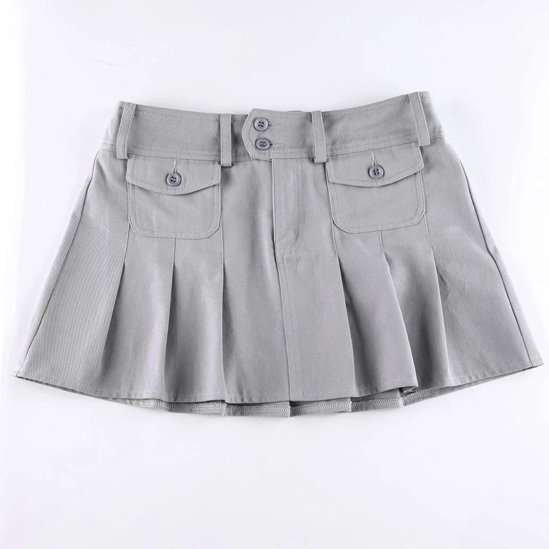 pleated midi skirt Slim Fashion Sweet Solid Color Sexy Low Rise Casual Vintage Mini Skirt A-line Skirts for Women Young Girl Pleated Skirt Harajuku ruffle skirt