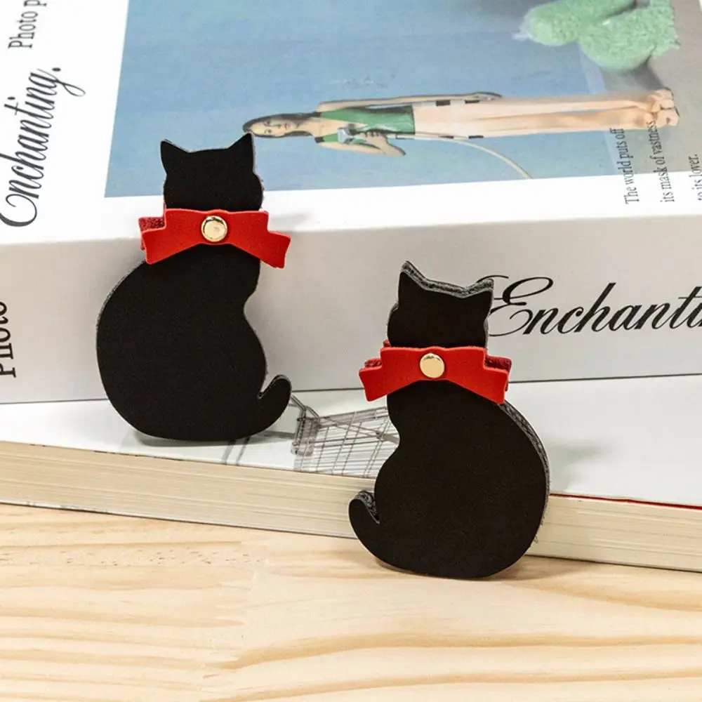 

Lovely Bookmark School Stationery Cate Shaped Leather Book Accessories Black Creative Book Label Students