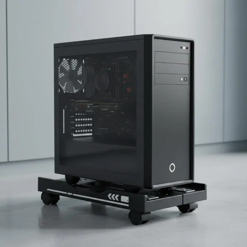 조절 가능한 컴퓨터 타워 스탠드, 이동식 PC 홀더, 바퀴 달린 CPU 카트, 책상 아래 수납 랙 (사무실/게임용)