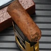 LUBINSKI 2 Torch Lighters Cigar V Cutter Punch Metal Butane Gas Cigar Lighter With Needles Dredge Cigar 4
