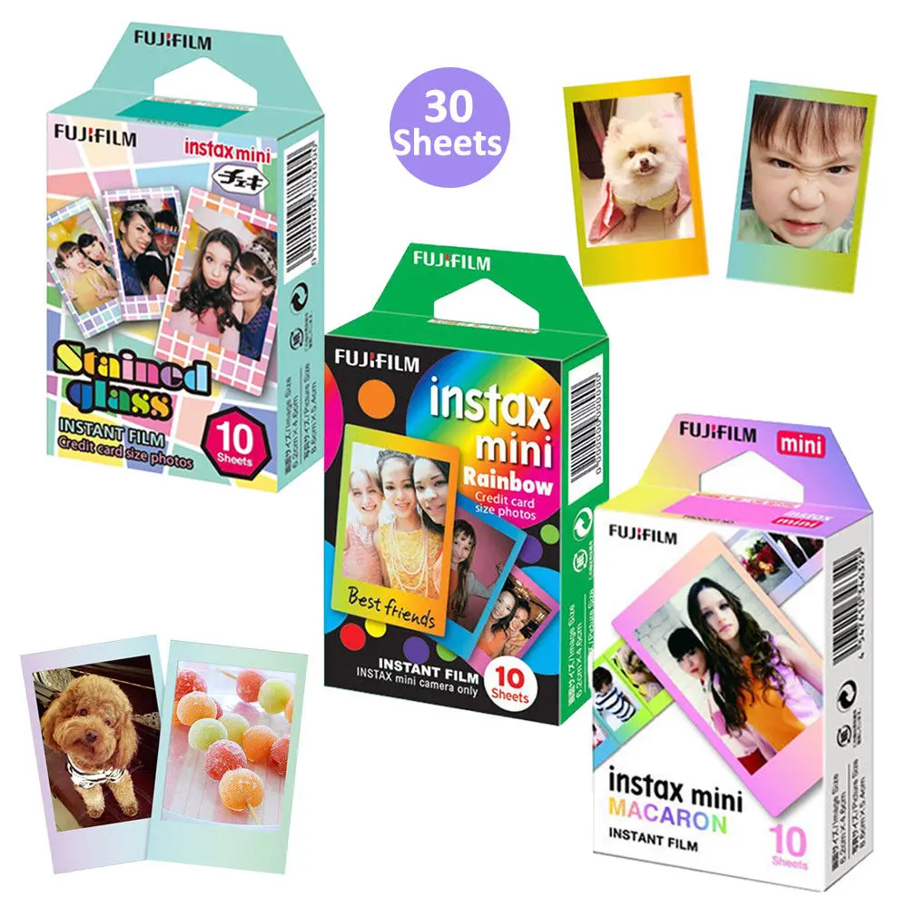 

New Fujifilm Instax Mini Color Design Frame Films 30 Sheets for Fuji Instant Mini 8 9 11 90 1125 70 LiPlay Camera SP-1 SP-2 LINK