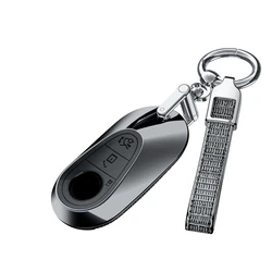 Deluxe Car Remote Key Cover Protector with Keychain for Mercedes Benz C E Class (Black set B)