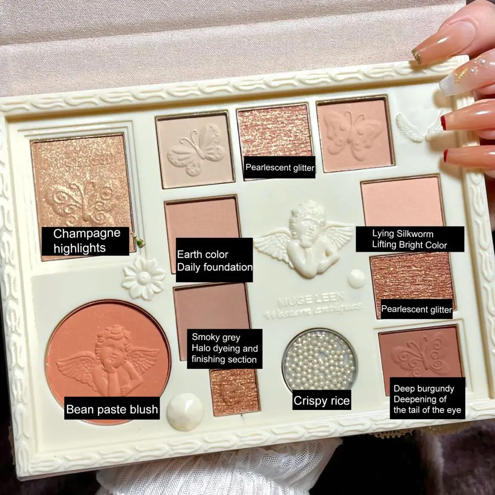 

Cosmetic Eyeshadow Palette Beautiful Shiny Smooth Texture 12-color Angel Series Matte Pearlescent Makeup Tray Student Supply